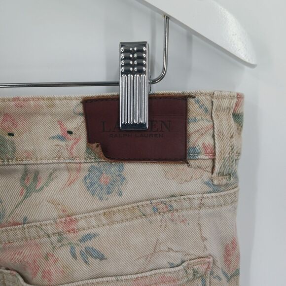 womens ralph lauren premier skinny ankle cream floral light wash size 6 jeans - Picture 4 of 7